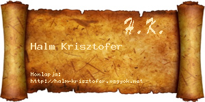 Halm Krisztofer névjegykártya